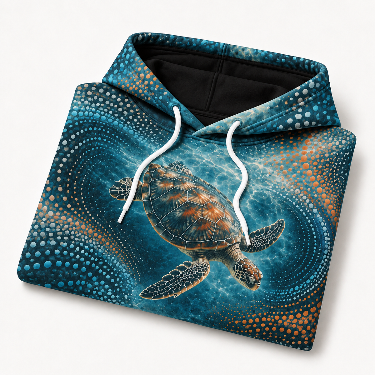 Tide Frequency Sea Turtle Hoodie — Interference Dot Print