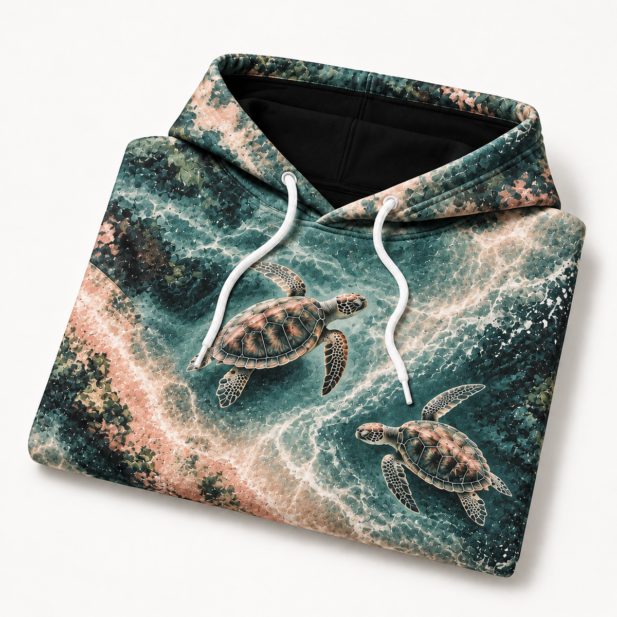 Crossing Paths Sea Turtle Hoodie — Countercurrent Pair Print