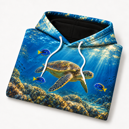 Cleaning Station Sea Turtle Hoodie — Reef Fish Encounter Print