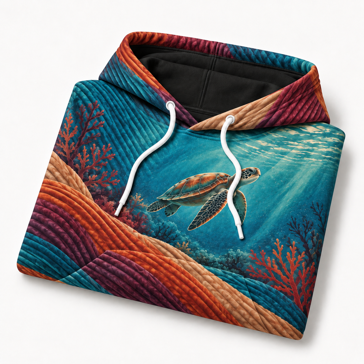 Corduroy Crossing Sea Turtle Hoodie — Ribbed Texture Print