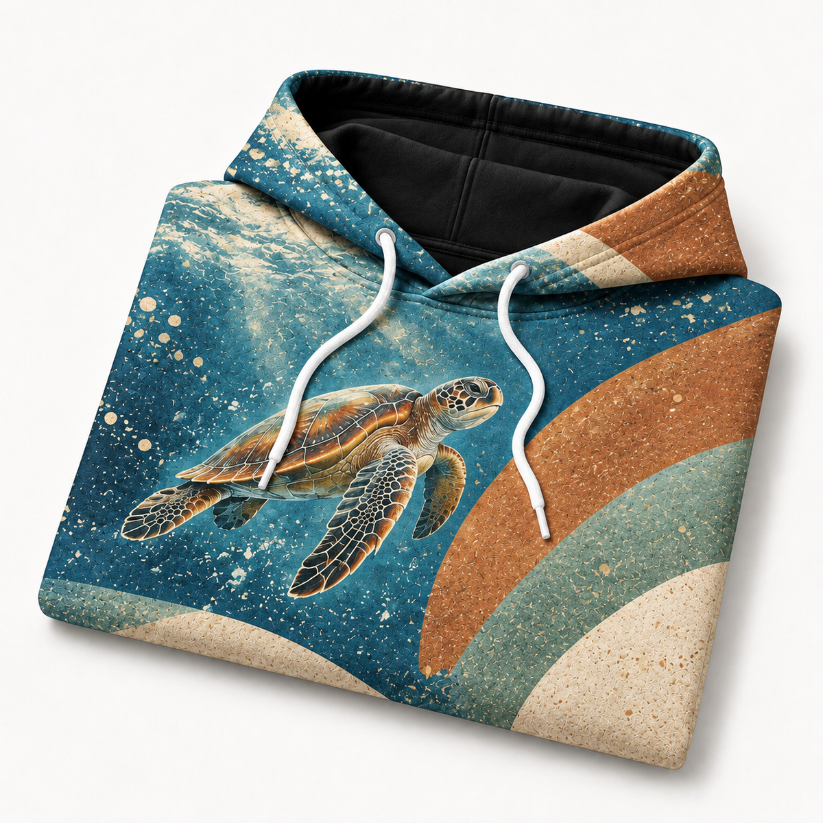 Arc Balance Sea Turtle Hoodie — Asymmetric Arc Print