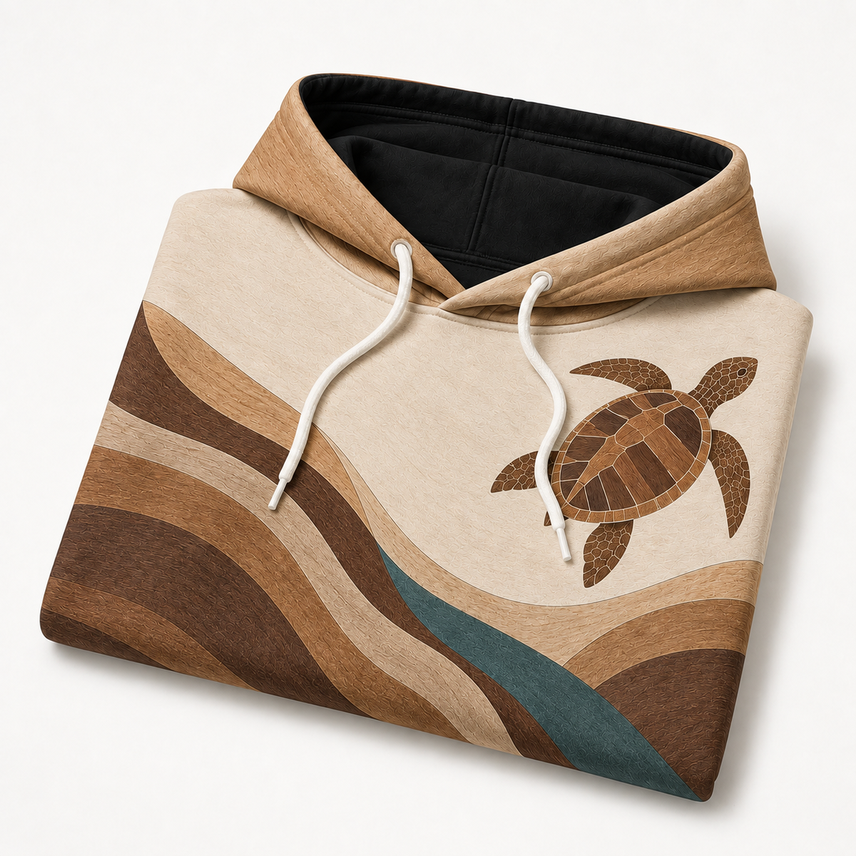 Amber Estuary Sea Turtle Hoodie – Earth Tone Inlay Print
