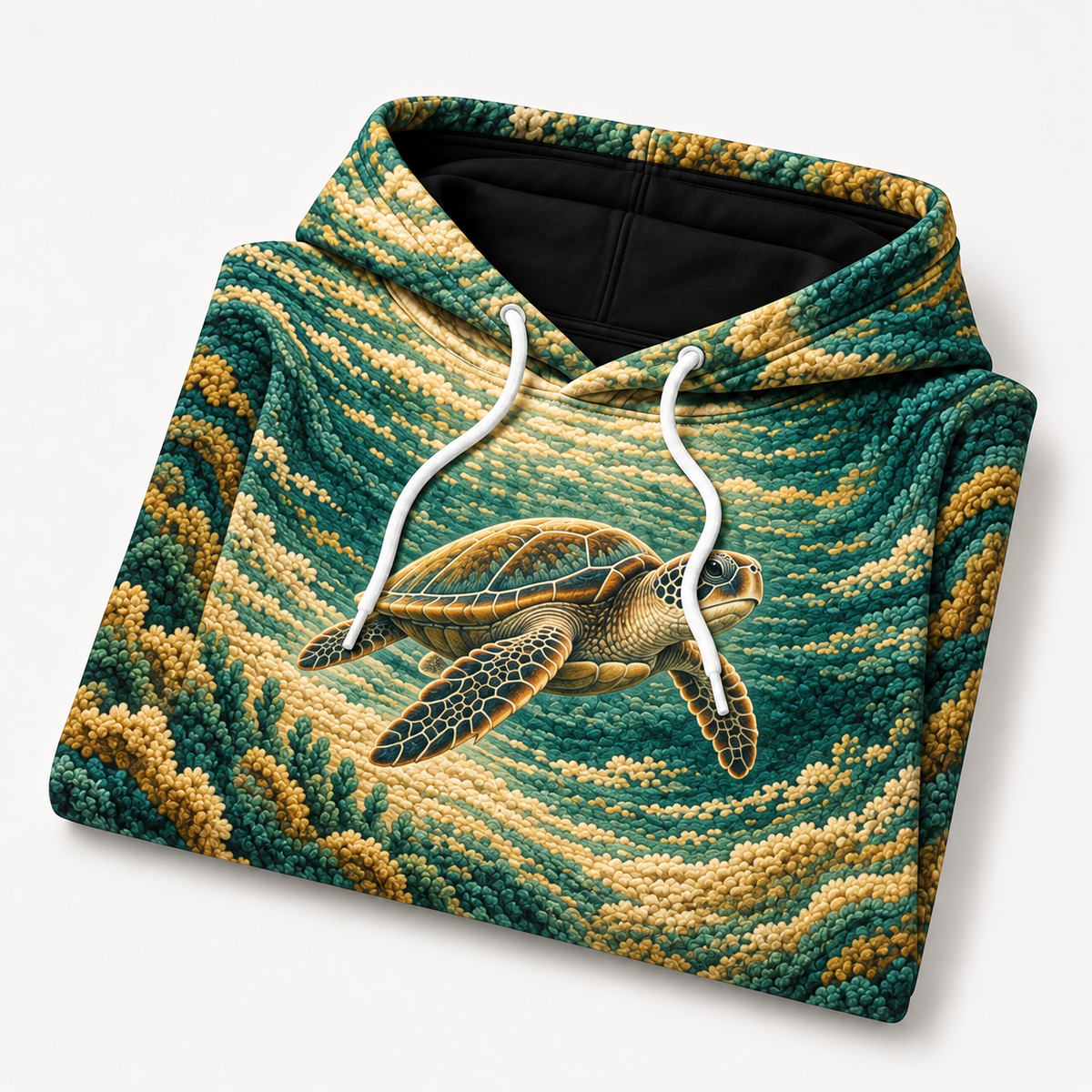 Chenille Drift Sea Turtle Hoodie — Chenille Illusion Print