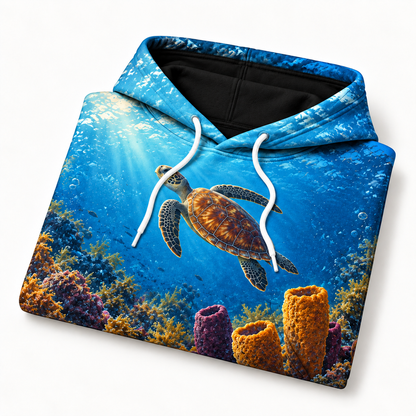 Sponge Garden Sea Turtle Hoodie — Marine Sponge Print