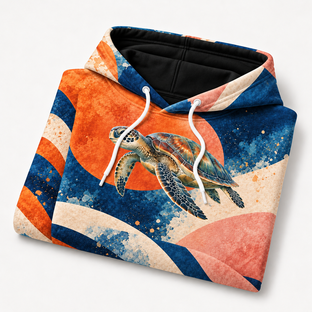 Tidal Composition Sea Turtle Hoodie — Modernist Geometry Print