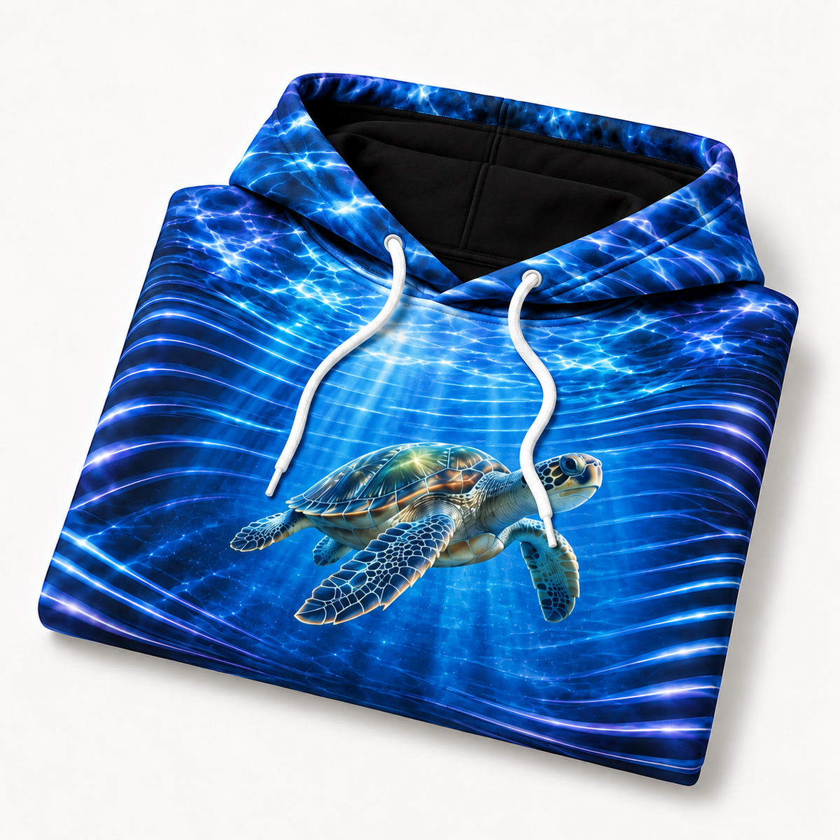 Lenticular Sea — Sea Turtle Hoodie — Layered Refraction Print