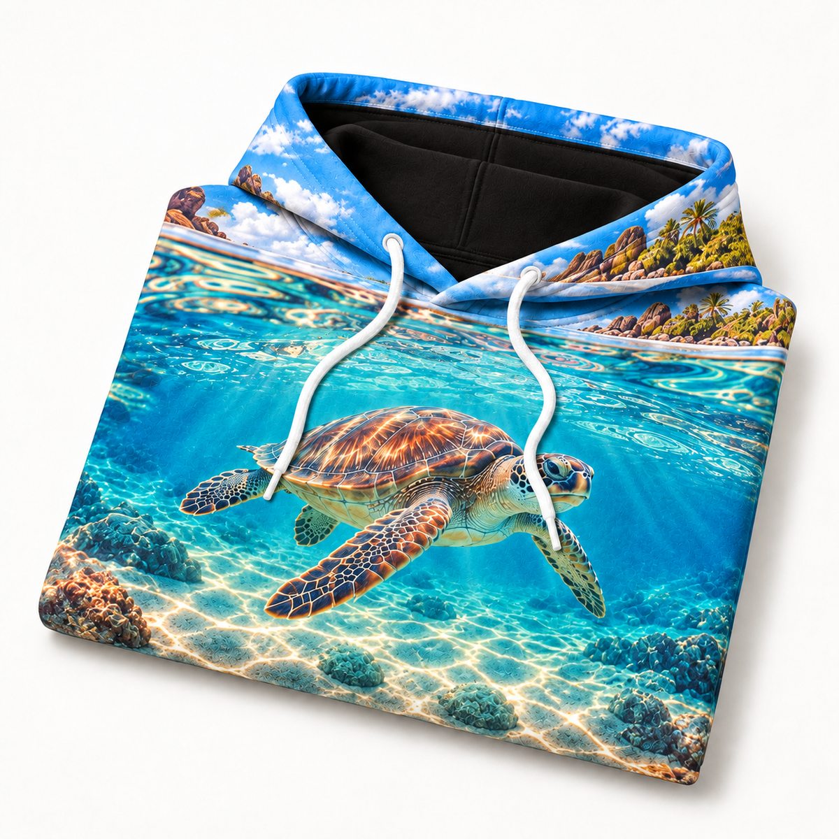 Surface Lens Sea Turtle Hoodie — Split Level Water Print