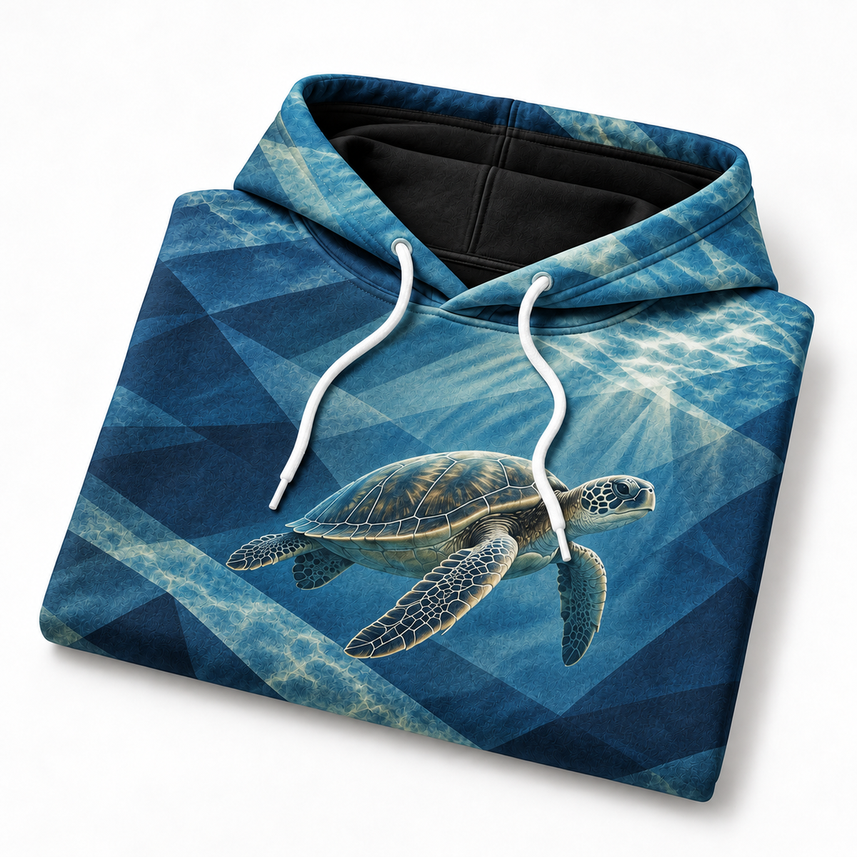 Topo Shadowplay Sea Turtle Hoodie — Folded Water Plane Print