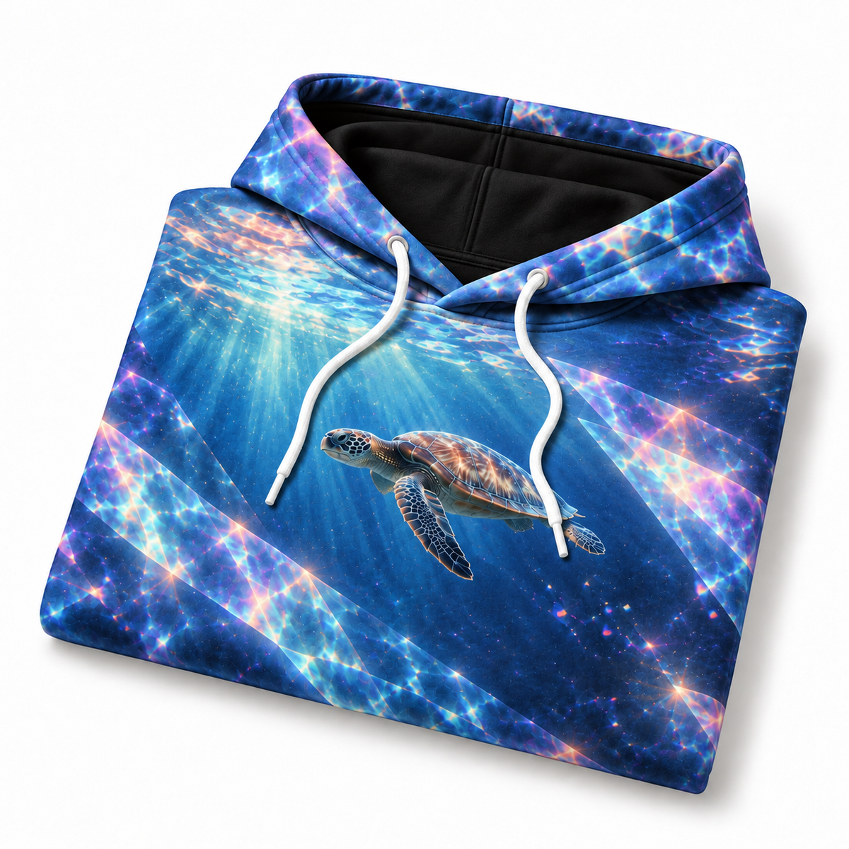 Prism Passage Sea Turtle Hoodie — Refracted Light Print
