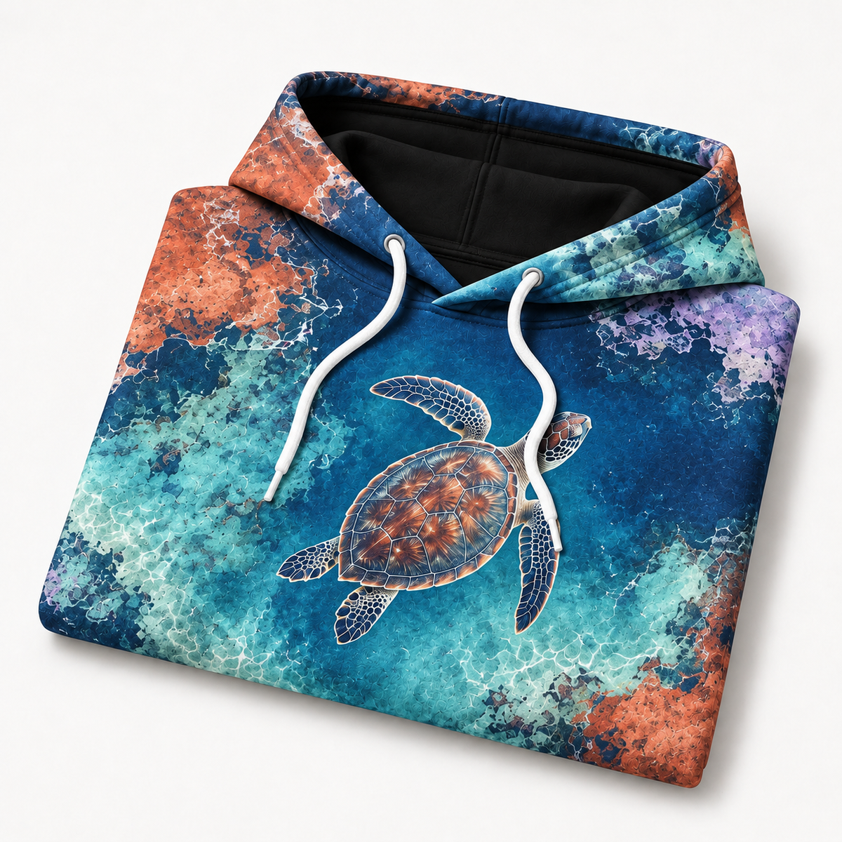 Contourless Coast Sea Turtle Hoodie — Organic Color Shapes Print