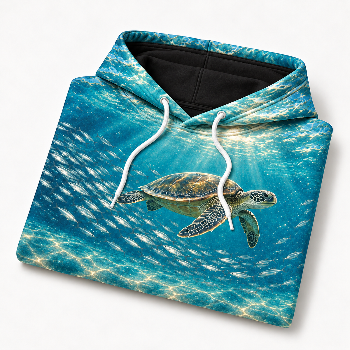Silver Escort Sea Turtle Hoodie — Fish School Print