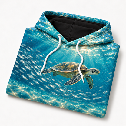 Silver Escort Sea Turtle Hoodie — Fish School Print