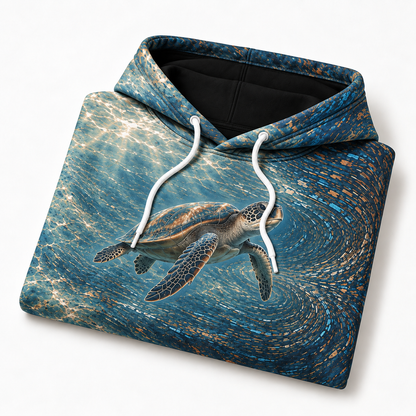 Magnetic Tide Sea Turtle Hoodie — Flow Field Print