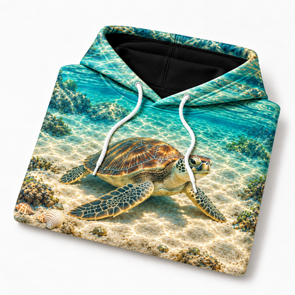 Sand Rest Sea Turtle Hoodie — Resting Turtle Print