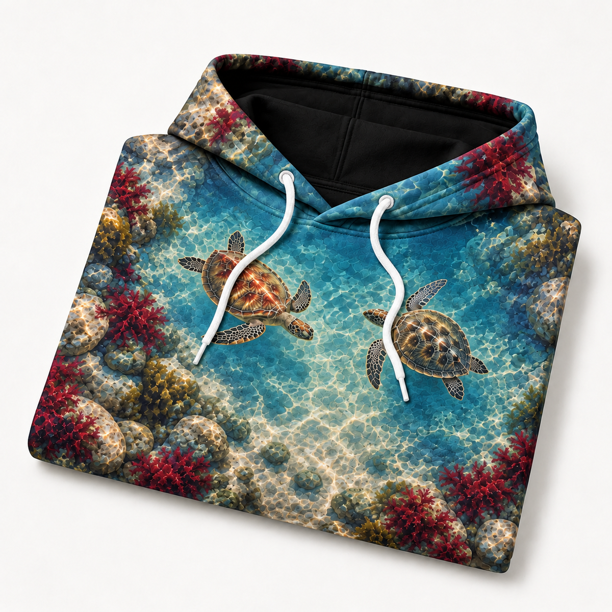 Meeting Point Sea Turtle Hoodie — Converging Swimmers Print