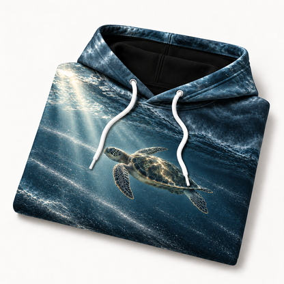 Rainfront Escape Sea Turtle Hoodie — Stormlight Ocean Print