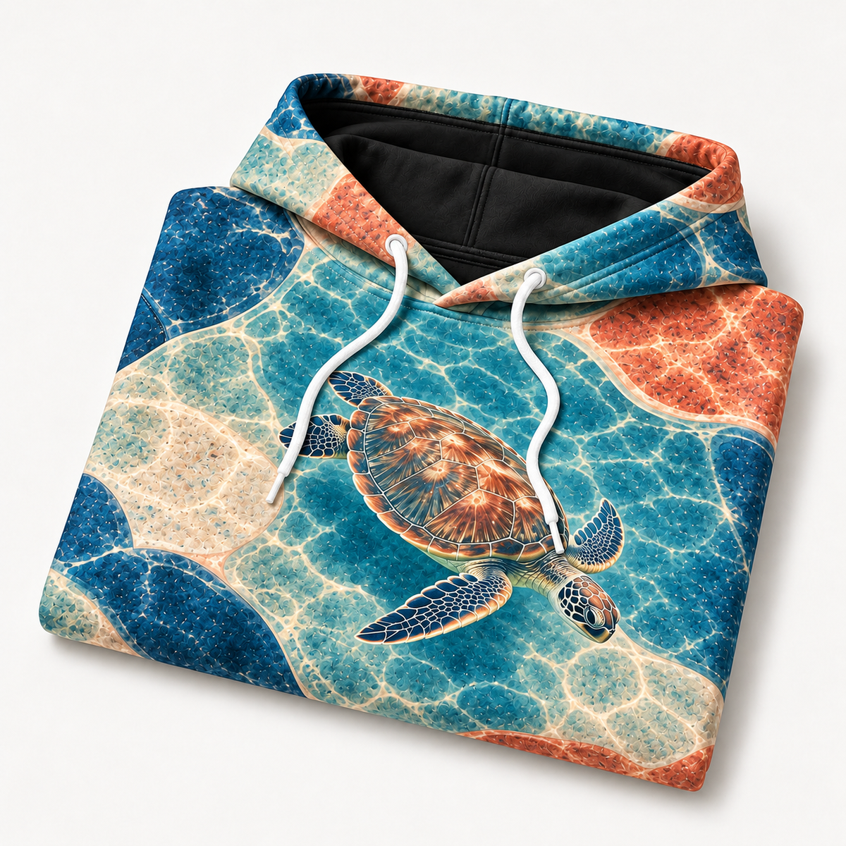 Tide Tiles Sea Turtle Hoodie — Oversized Rounded Tile Print