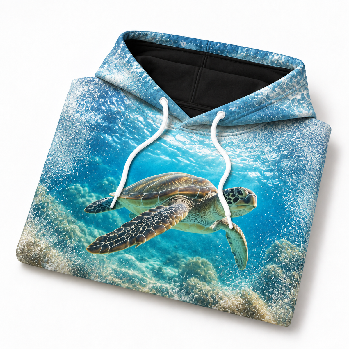 Frosted View Sea Turtle Hoodie — Glass Texture Print