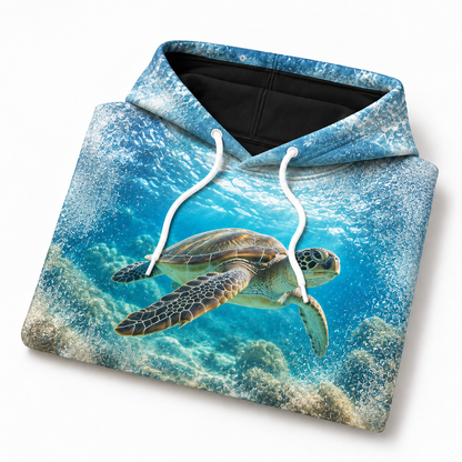 Frosted View Sea Turtle Hoodie — Glass Texture Print