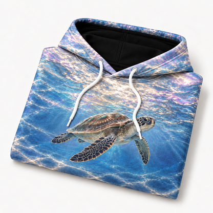 Pearl Interference Sea Turtle Hoodie — Pearlescent Wavelet Print