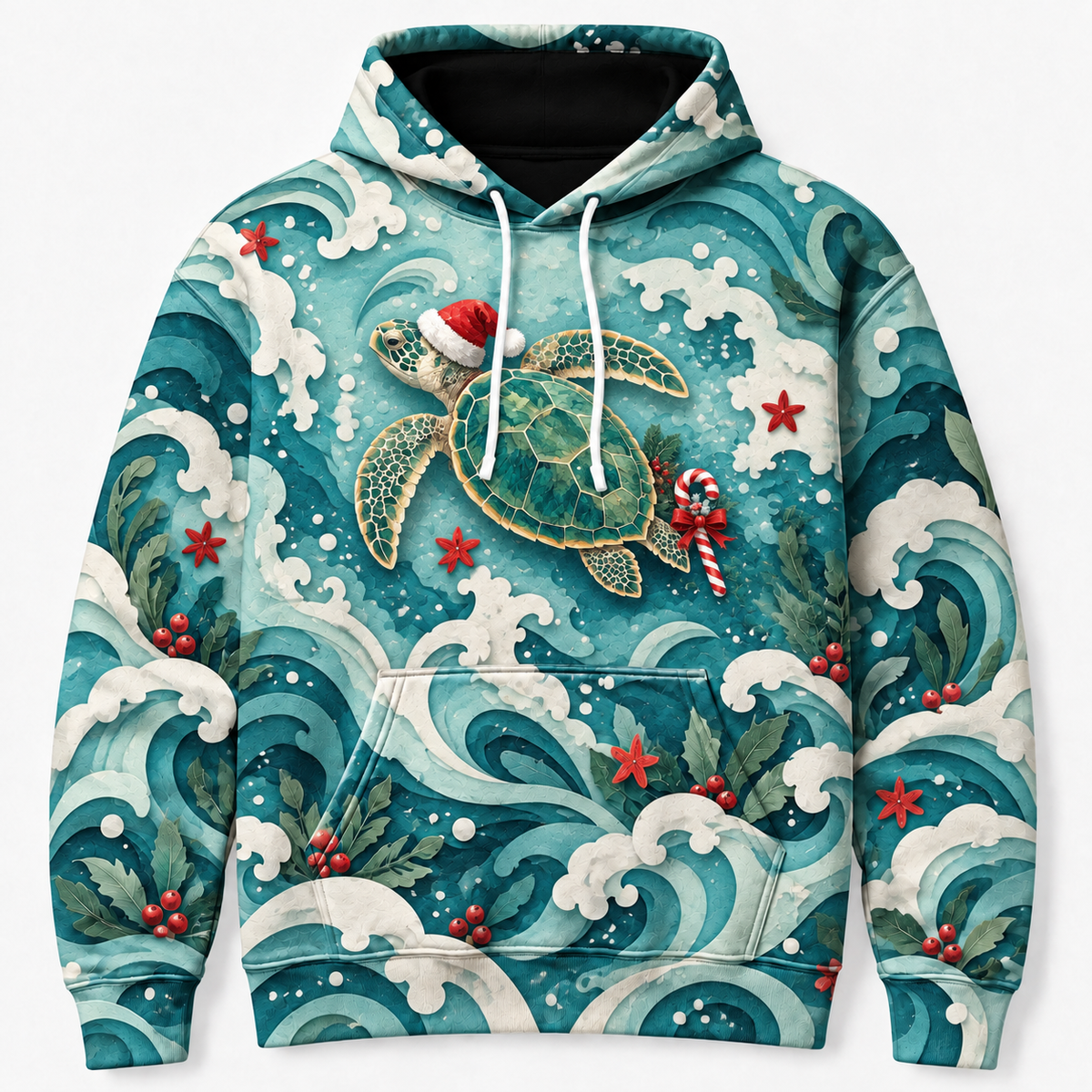Candy Cane Tide Sea Turtle Hoodie