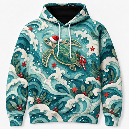 Candy Cane Tide Sea Turtle Hoodie