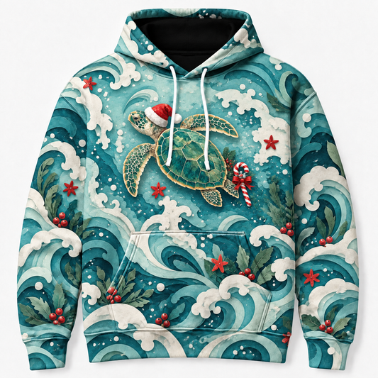 Candy Cane Tide Sea Turtle Hoodie