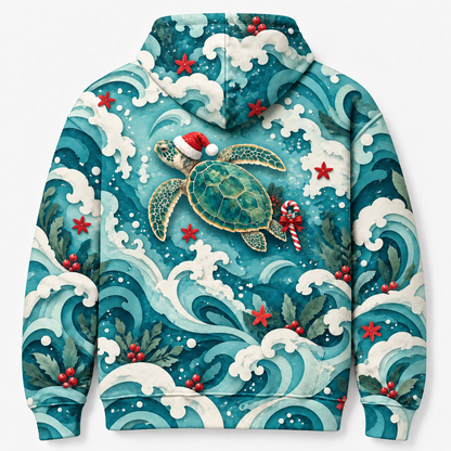Candy Cane Tide Sea Turtle Hoodie