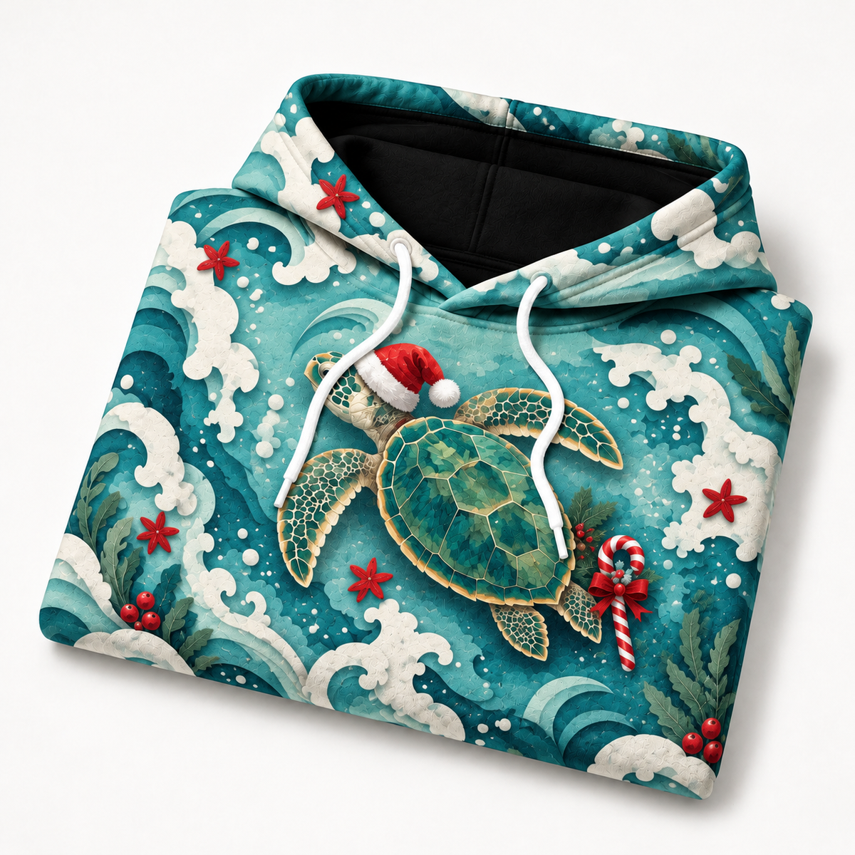 Candy Cane Tide Sea Turtle Hoodie