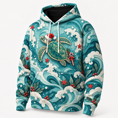 Candy Cane Tide Sea Turtle Hoodie