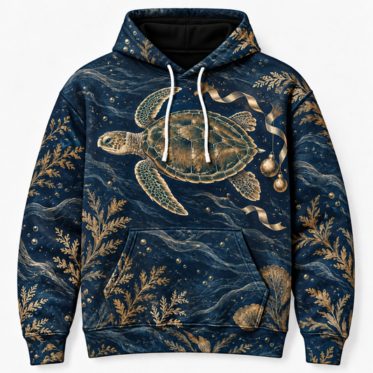Champagne Christmas Voyage Sea Turtle Hoodie