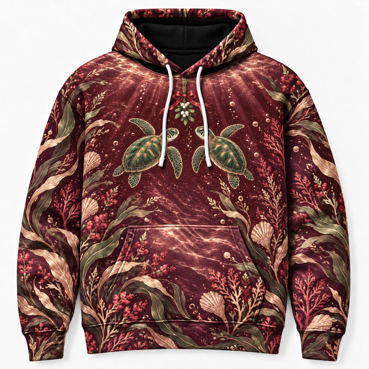 Emerald Mistletoe Sea Turtle Hoodie