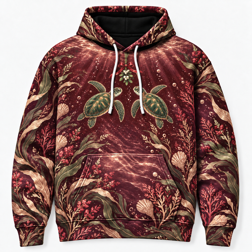 Emerald Mistletoe Sea Turtle Hoodie