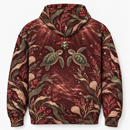 Emerald Mistletoe Sea Turtle Hoodie