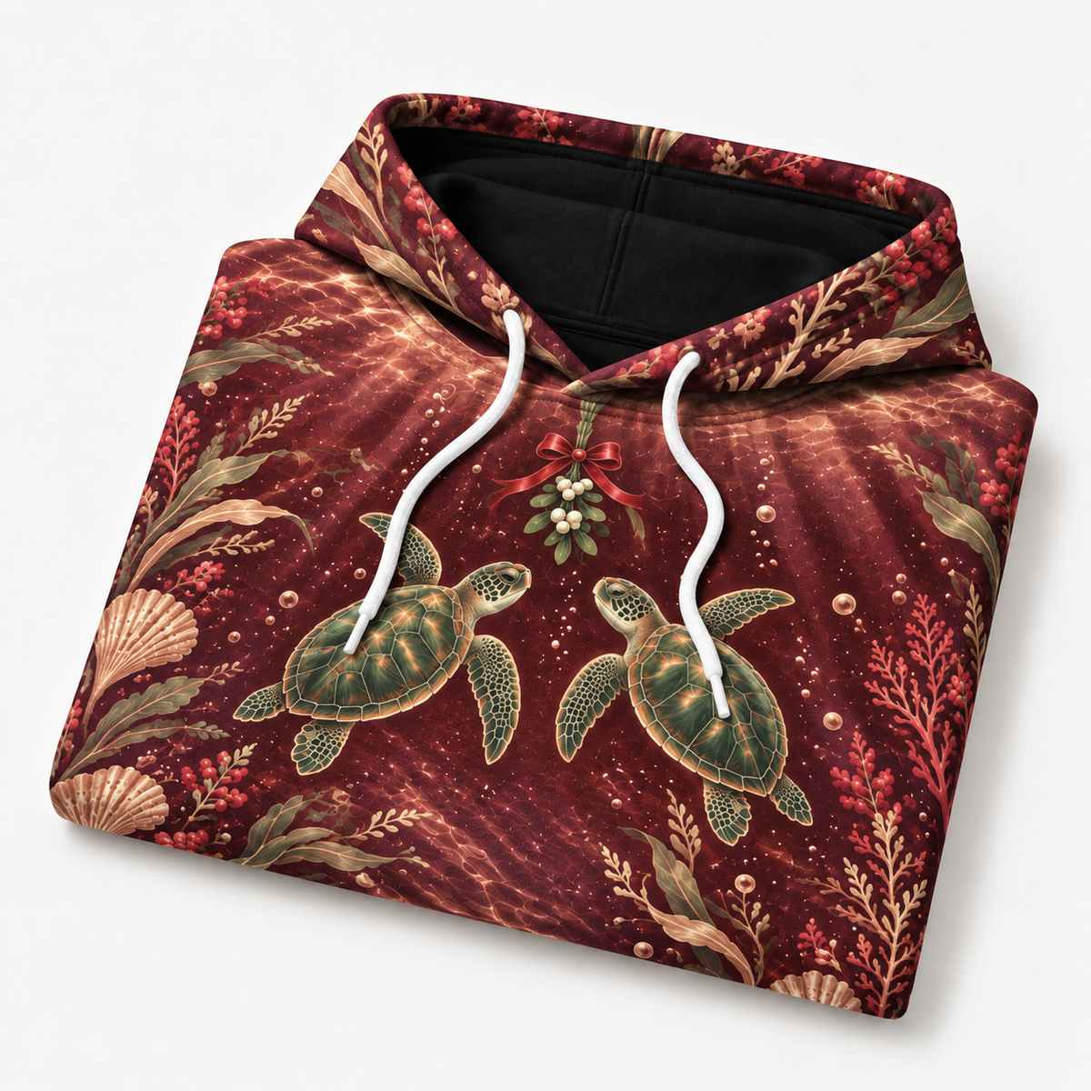 Emerald Mistletoe Sea Turtle Hoodie