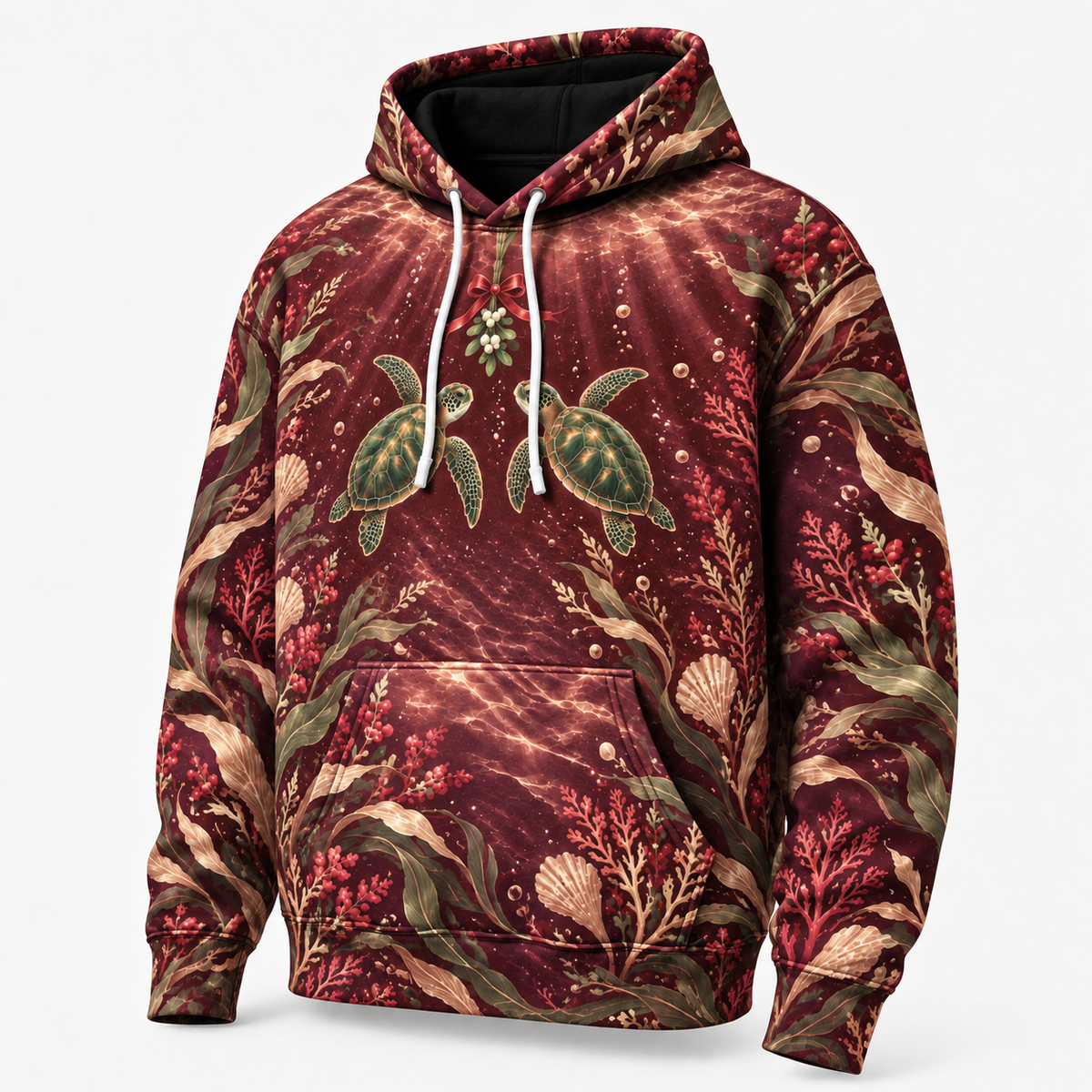 Emerald Mistletoe Sea Turtle Hoodie