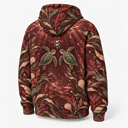 Emerald Mistletoe Sea Turtle Hoodie