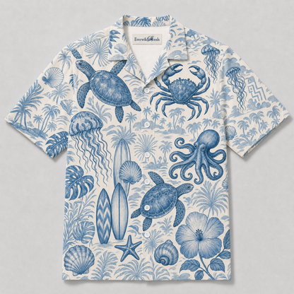 Vintage Sea Turtle Hawaiian Shirt | Blue Coastal Life