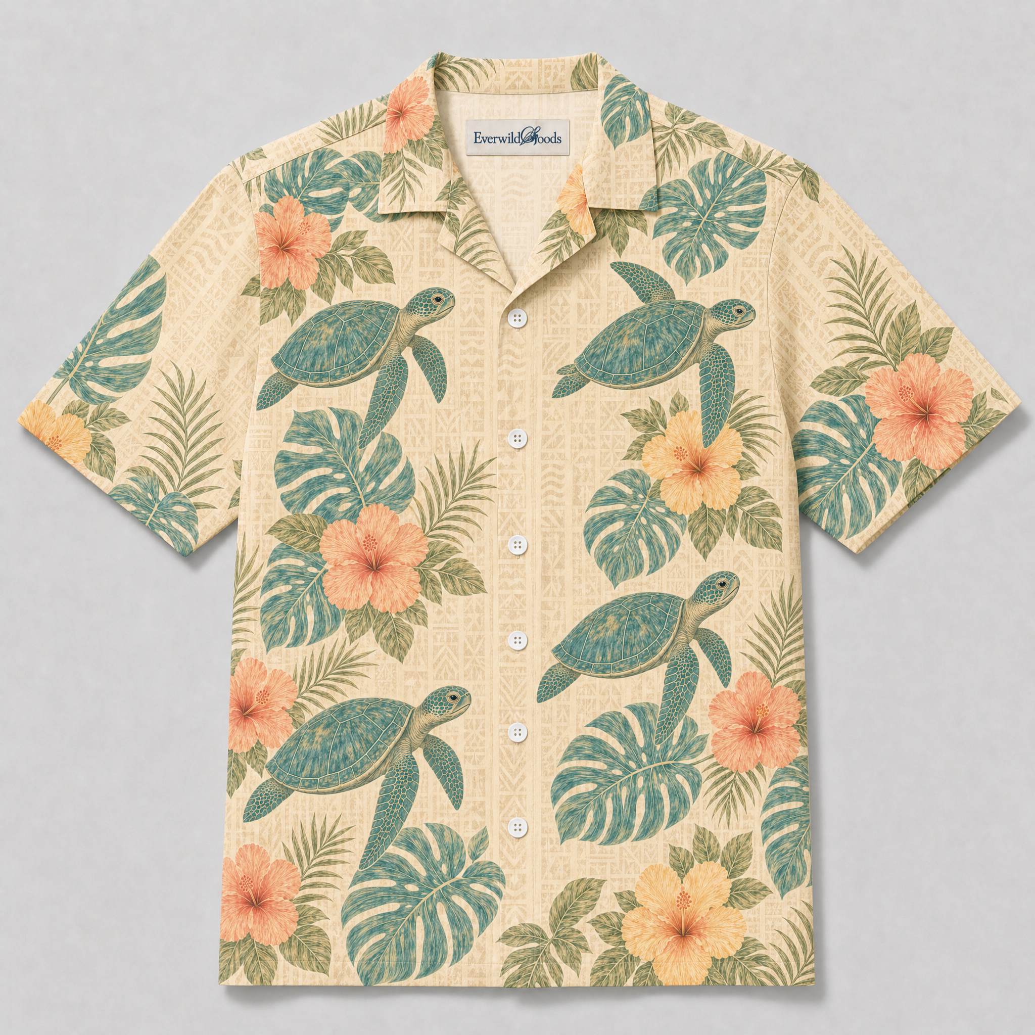 Vintage Sea Turtle Hawaiian Shirt | Tapa Hibiscus Honu TT95