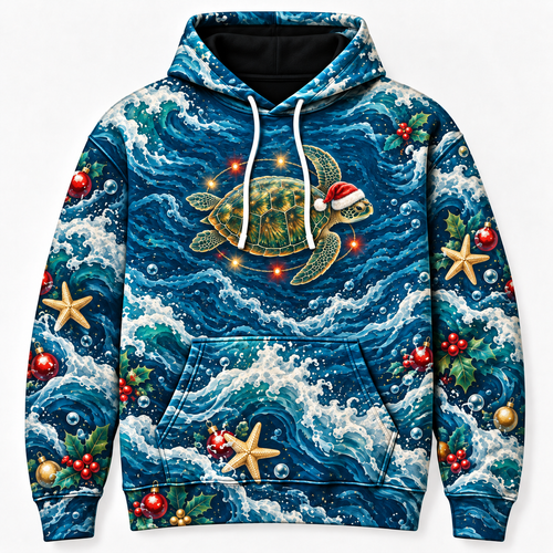 Midnight Festive Orbit Sea Turtle Hoodie
