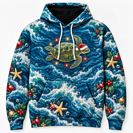 Midnight Festive Orbit Sea Turtle Hoodie