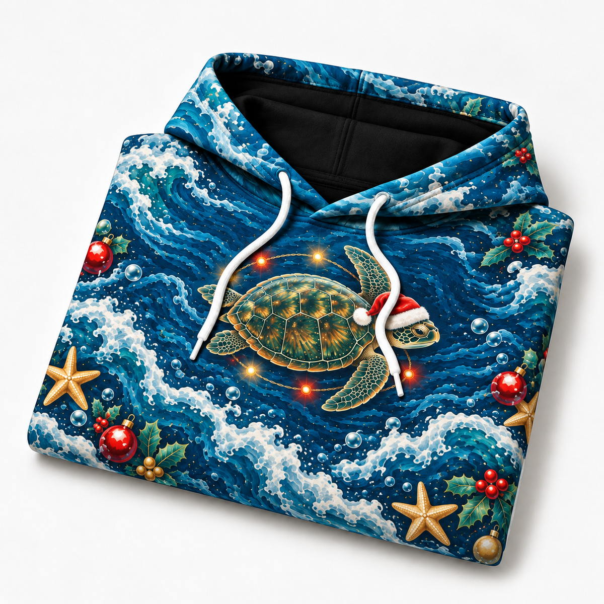 Midnight Festive Orbit Sea Turtle Hoodie