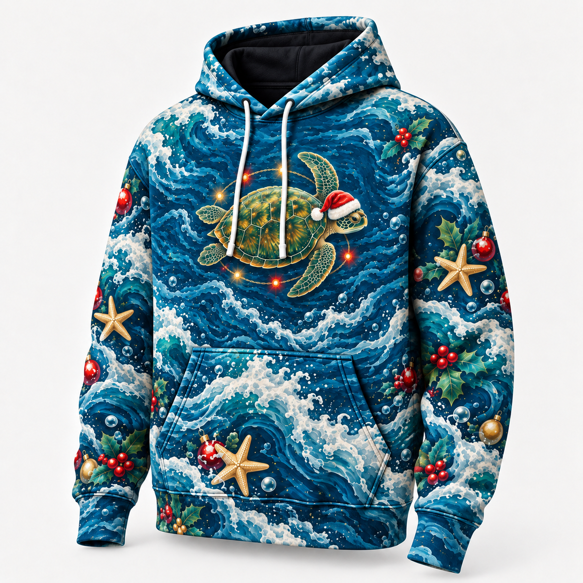 Midnight Festive Orbit Sea Turtle Hoodie