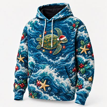 Midnight Festive Orbit Sea Turtle Hoodie