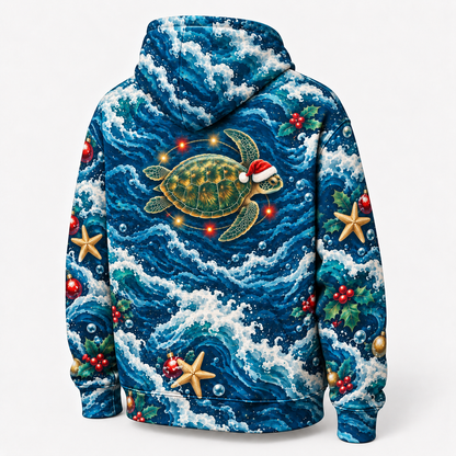 Midnight Festive Orbit Sea Turtle Hoodie