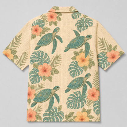 Vintage Sea Turtle Hawaiian Shirt | Tapa Hibiscus Honu TT95