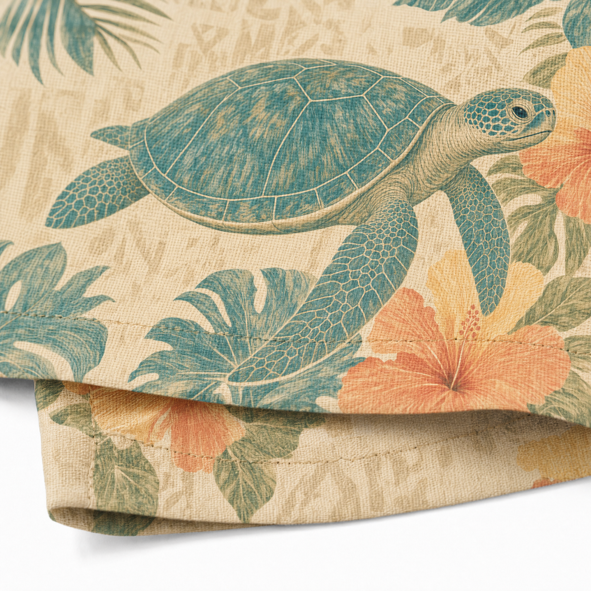 Vintage Sea Turtle Hawaiian Shirt | Tapa Hibiscus Honu TT95
