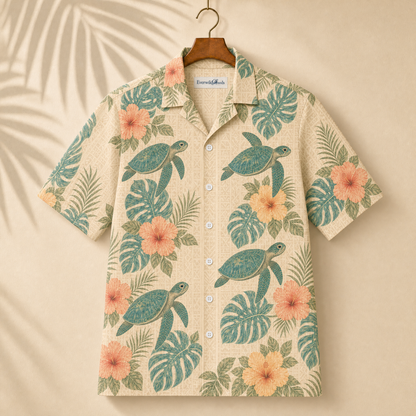 Vintage Sea Turtle Hawaiian Shirt | Tapa Hibiscus Honu TT95