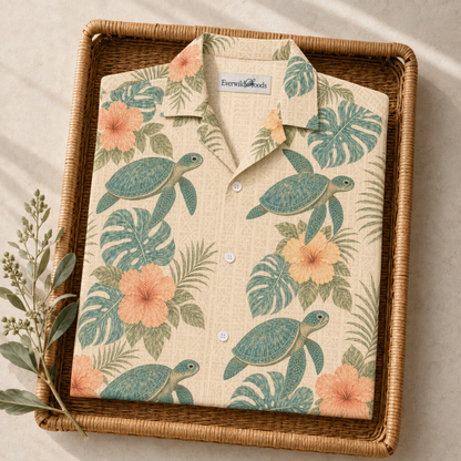 Vintage Sea Turtle Hawaiian Shirt | Tapa Hibiscus Honu TT95