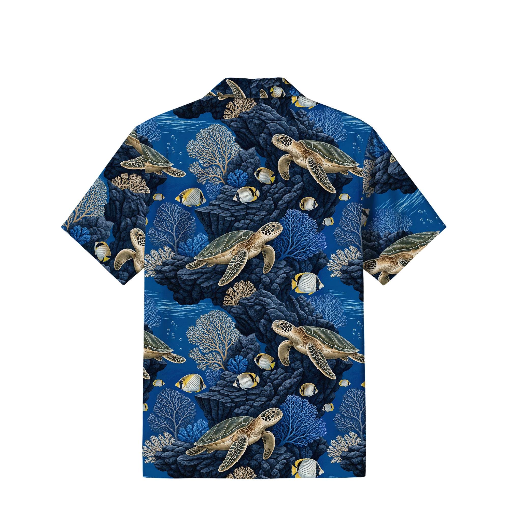 Sea Turtle Coral Reef Hawaiian Shirt | Deep Blue Ocean TT48